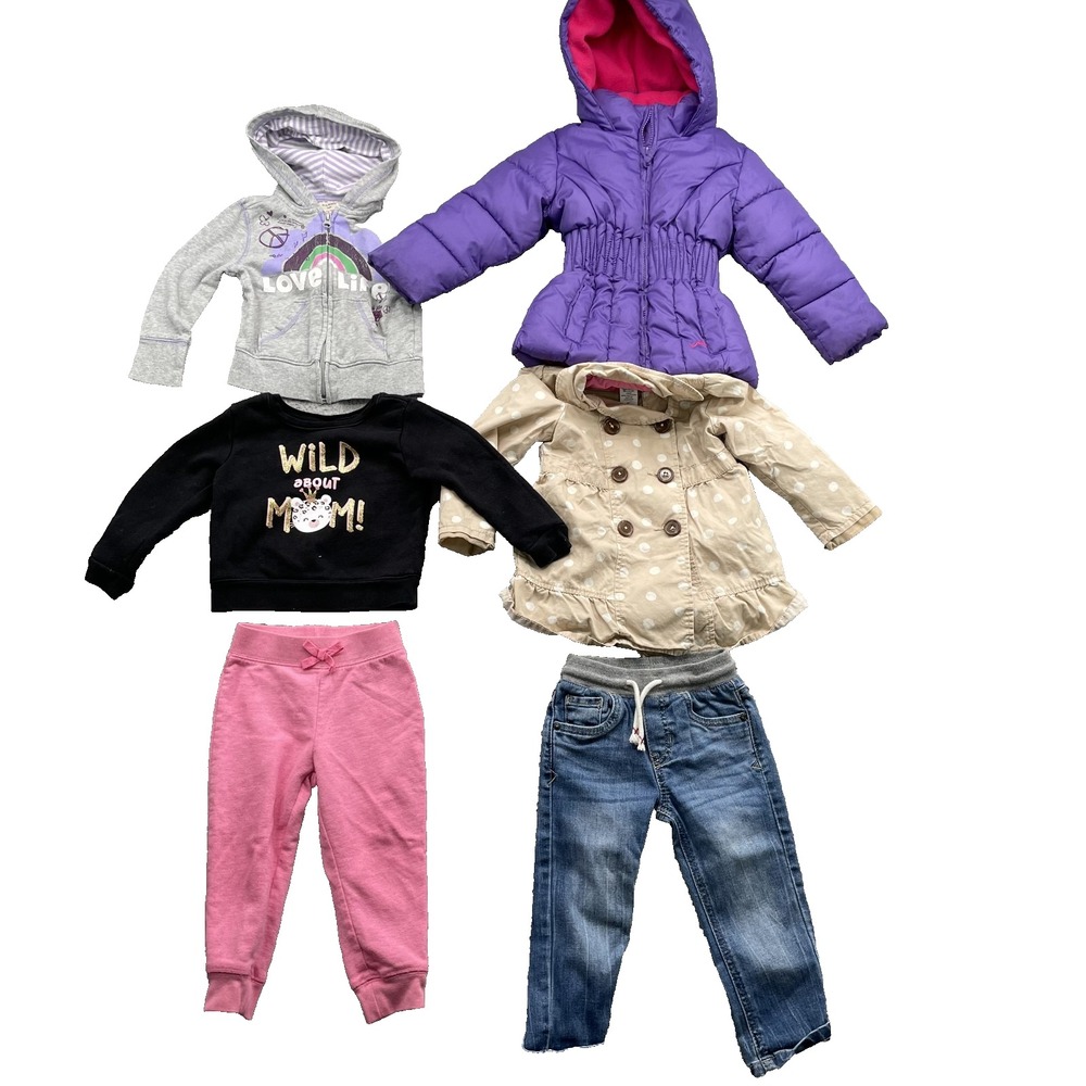 Cat & Jack Old Navy Mix Brand Lot of 6 Girls 2T Toddler Jacket Coat Jeans Top